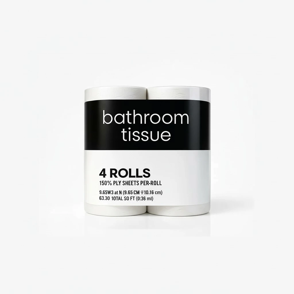 Toilet Paper, 4 Rolls with 150 2-Ply Sheets Each, Bathroom Tissue for Home, Office, Travel, Guest Spaces, Restrooms, and Everyday Household Use