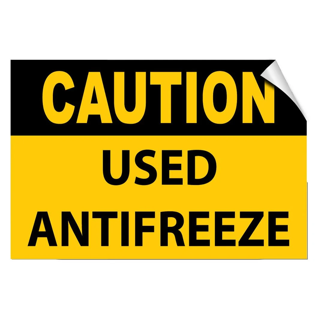 Caution Used Antifreeze Hazard Waste Label Decal Sticker 10 Inches X 7 Inches