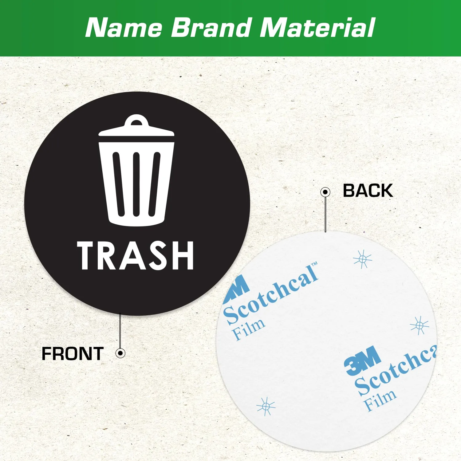 Recycle Stickers for Trash Bins - 6"x6" Round Decals, 4 Pack Set - Recycling Sticker for Trash Can - UV-Resistant Waste Management for Indoor, Outdoor, Kitchen, Office, and Public Spaces