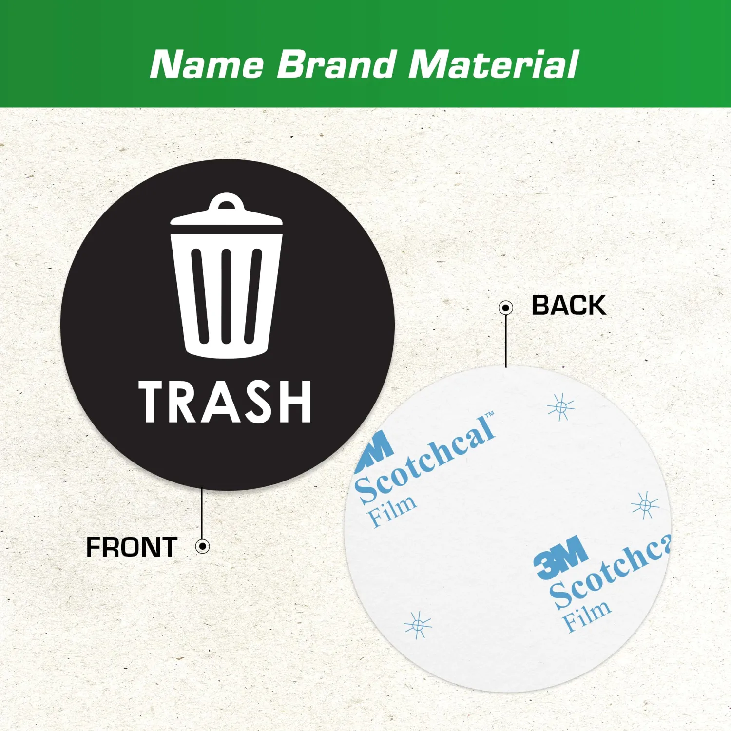 Recycle Stickers for Trash Bins - 6"x6" Round Decals, 4 Pack Set - Recycling Sticker for Trash Can - UV-Resistant Waste Management for Indoor, Outdoor, Kitchen, Office, and Public Spaces