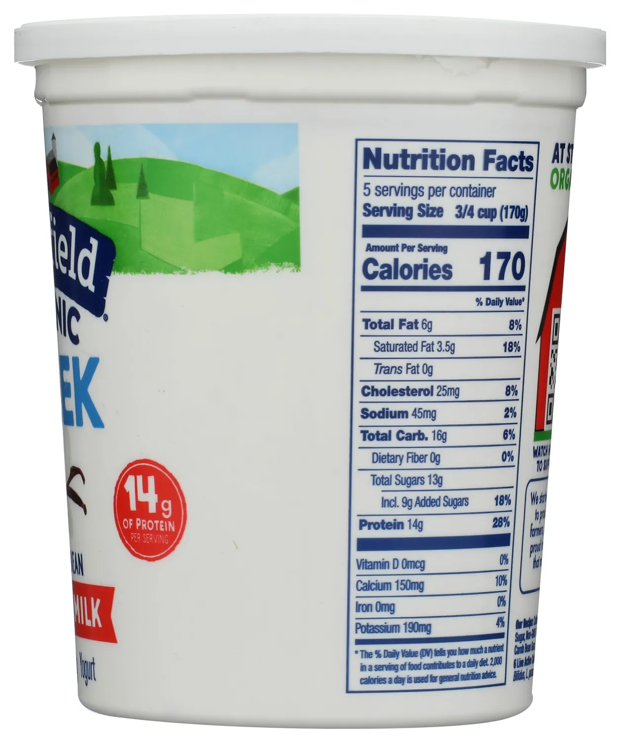 STONYFIELD FARM Organic Greek Yogurt, Vanilla, Whole Milk, 30 OZ