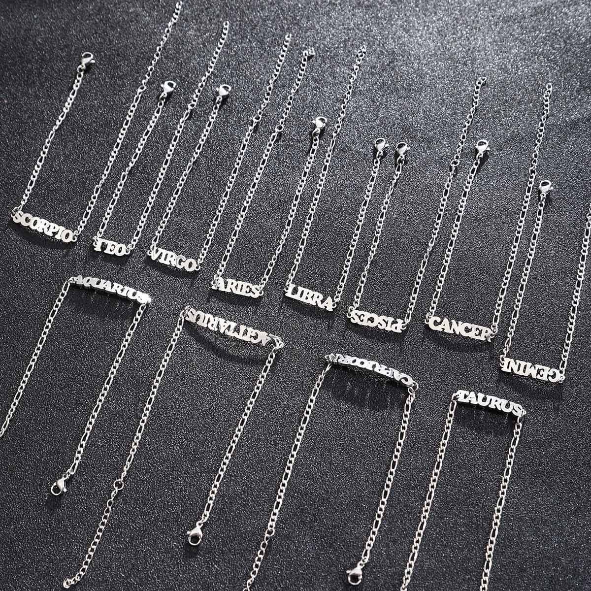 Stainless Steel Zodiac Letter Bracelet