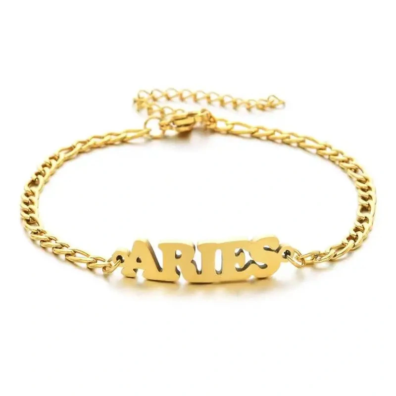 Stainless Steel Zodiac Letter Bracelet