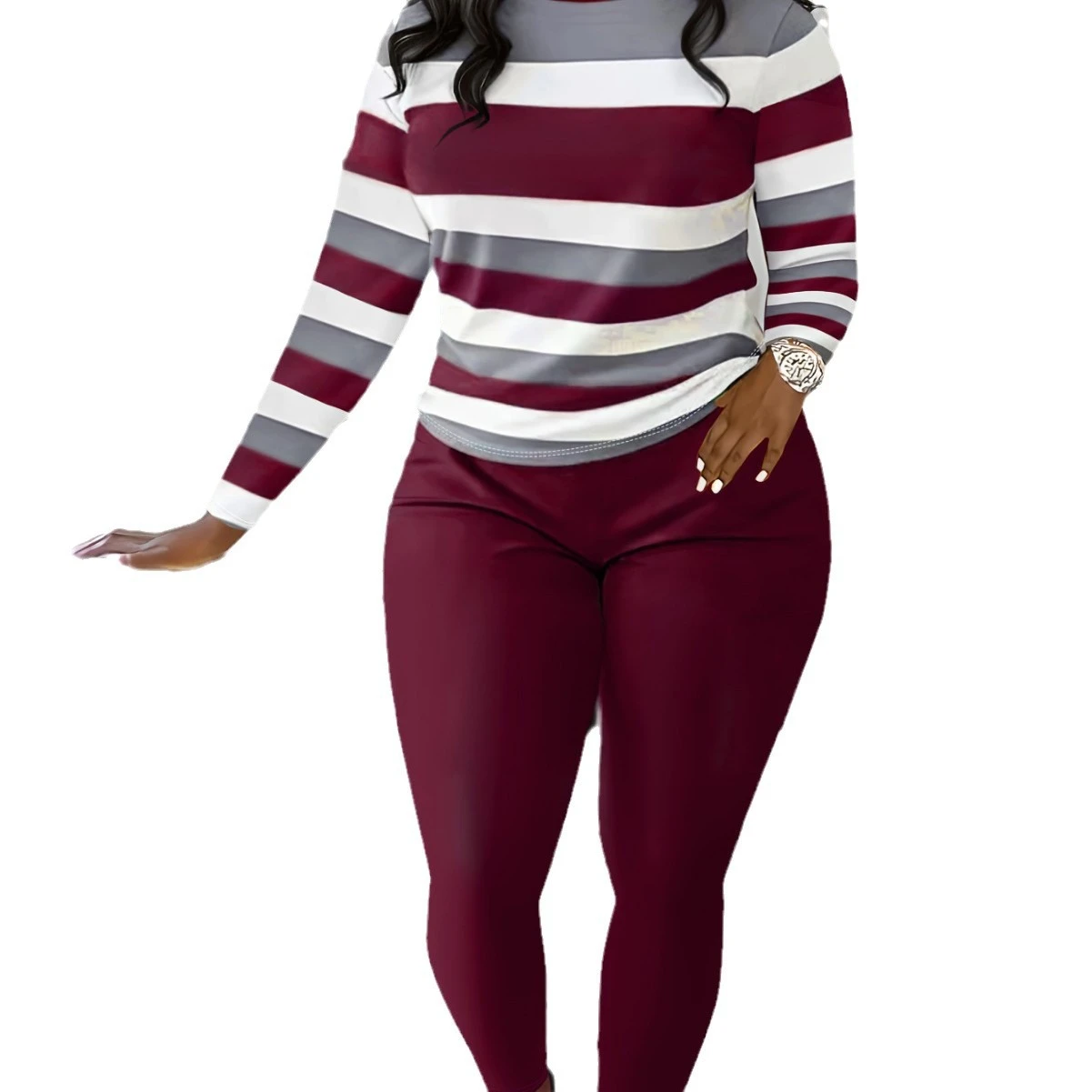 Plus Size Printed Comfortable Casual Set