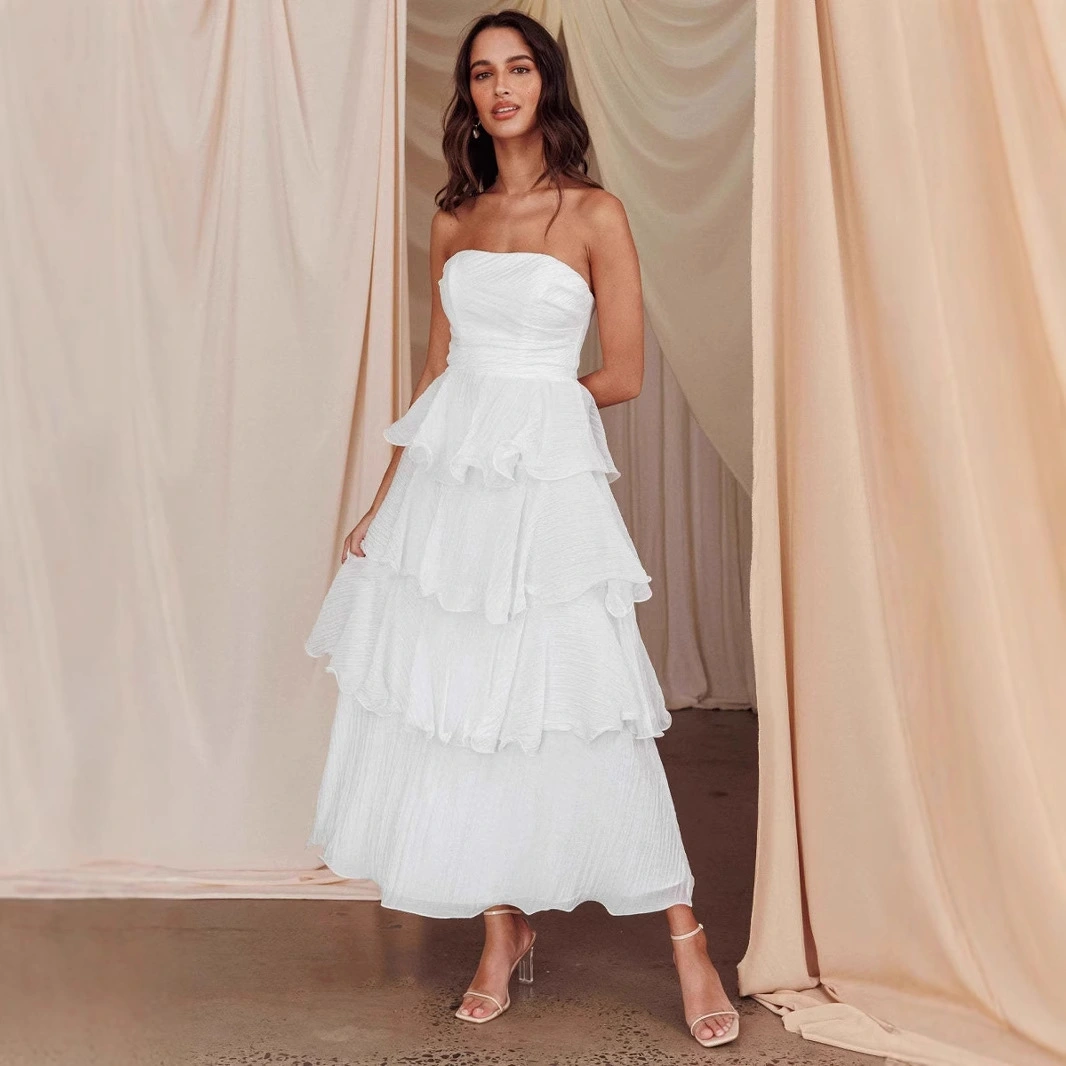 Fashion Strapless Backless Cake Dress
