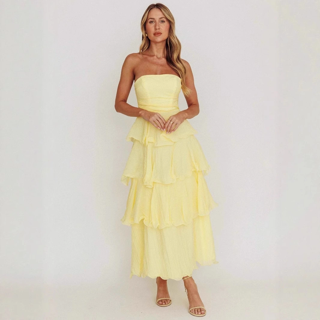Fashion Strapless Backless Cake Dress