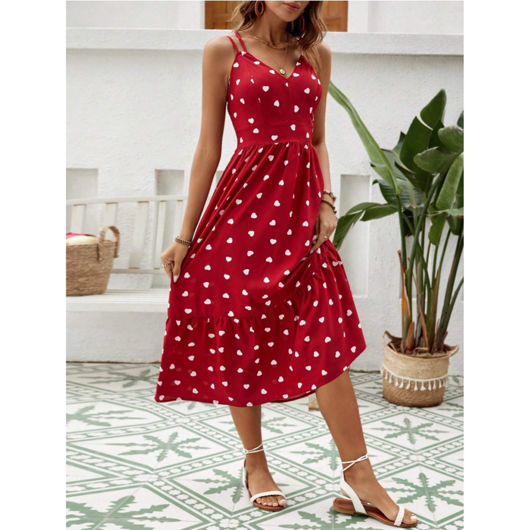 Casual Valentine's Day Women's Heart Print Dress