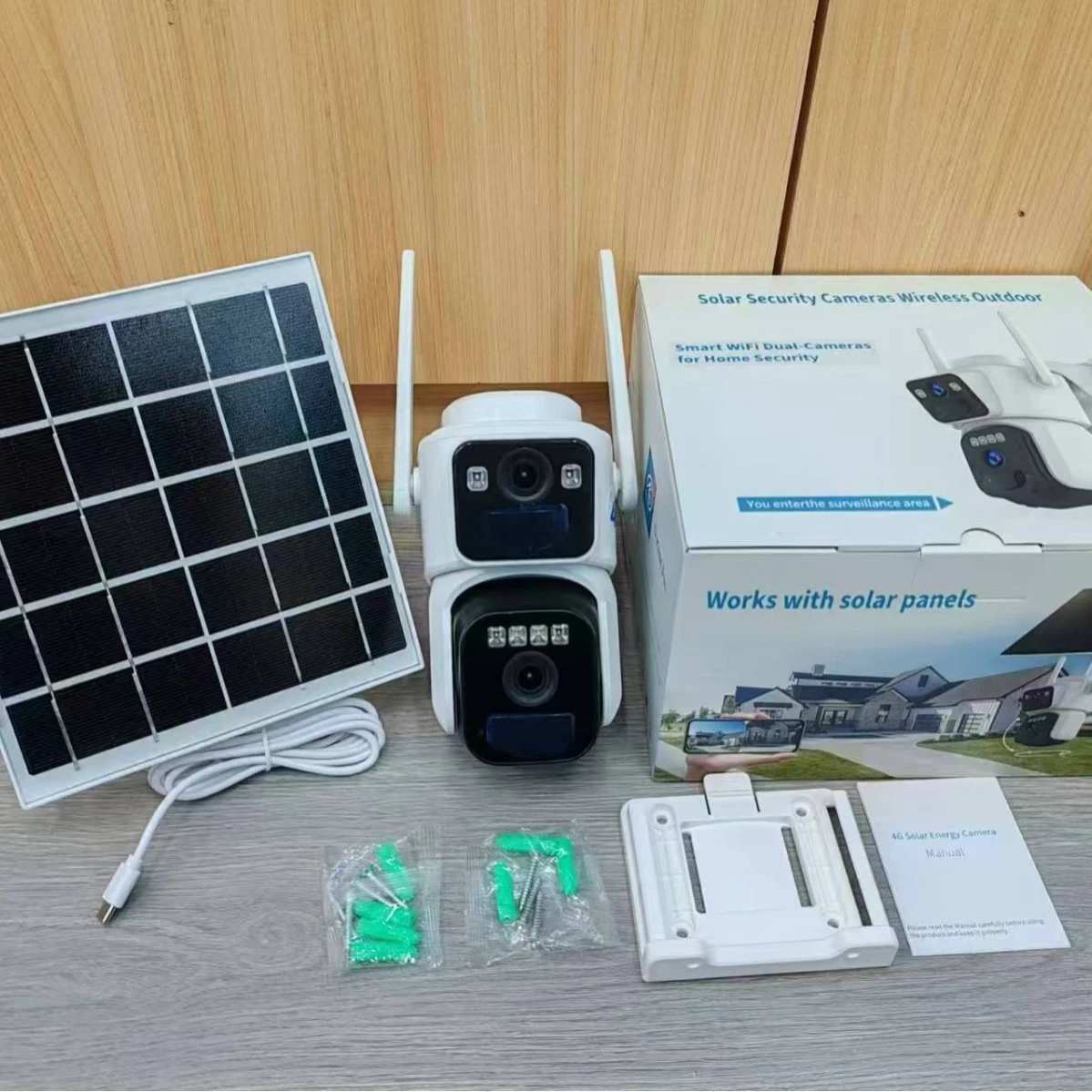Dual-lens Cross-border Okam Eagle Look At 4G Solar Webcam Camera