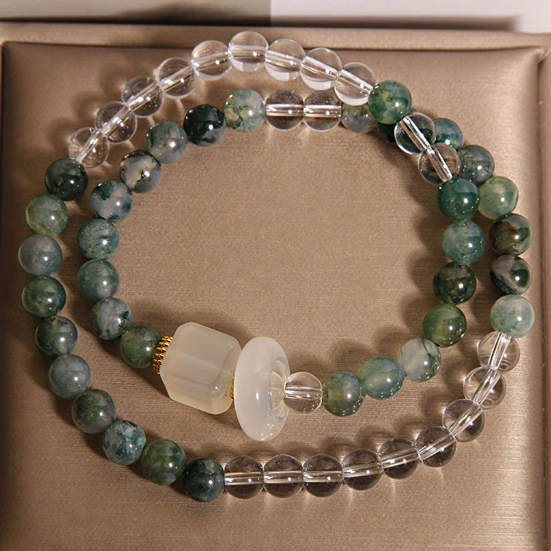 Green Grass Agate Crystal Bracelet Light Luxury Small