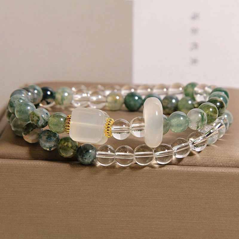 Green Grass Agate Crystal Bracelet Light Luxury Small