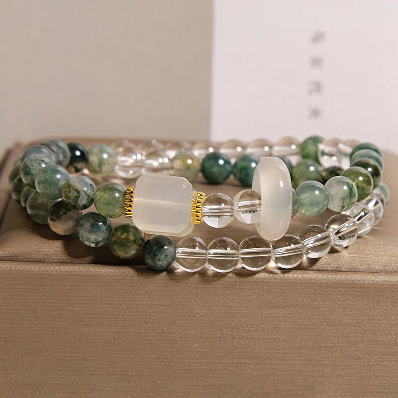Green Grass Agate Crystal Bracelet Light Luxury Small
