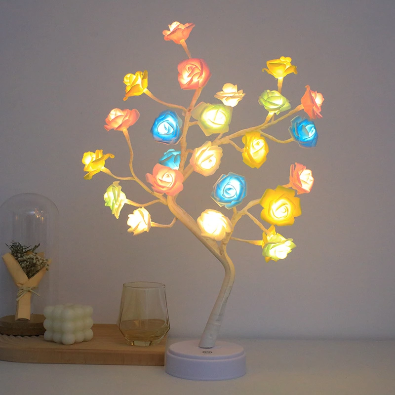 New LED Rose Tree Lamp Touch Screen Small Desk Lamp
