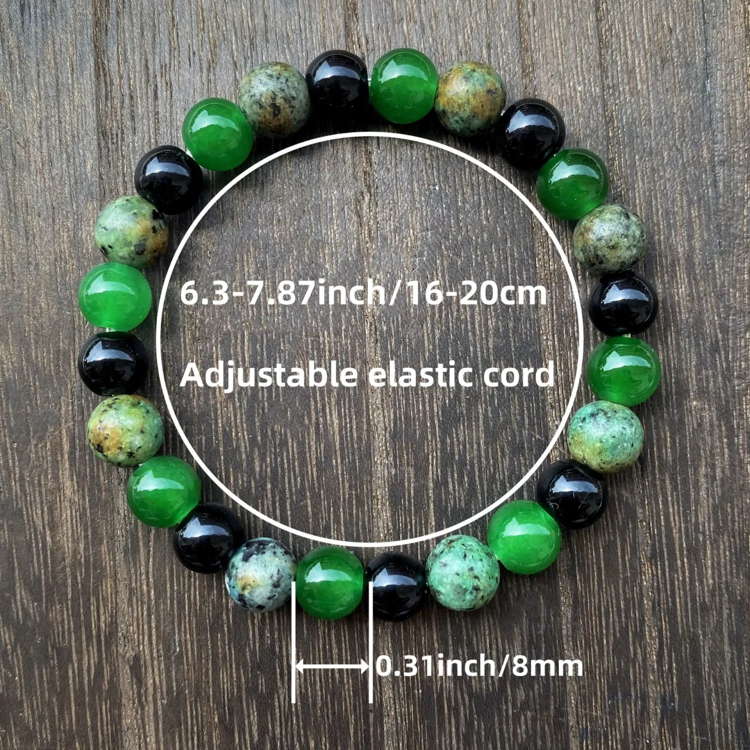Men's Casual Green Onyx Obsidian Green Crystal Bracelet