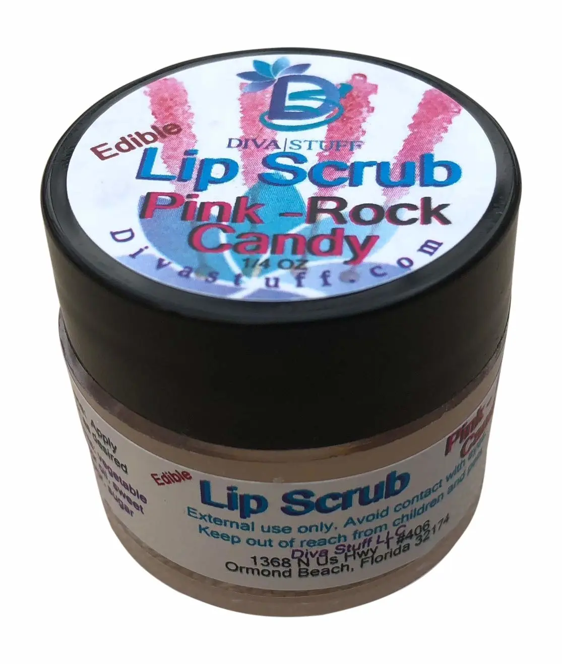Diva Stuff Ultra Hydrating Lip Scrub for Soft Lips, Gentle Exfoliation, Moisturizer & Conditioner, Pink Rock Candy – ¼ oz (Made in the USA)