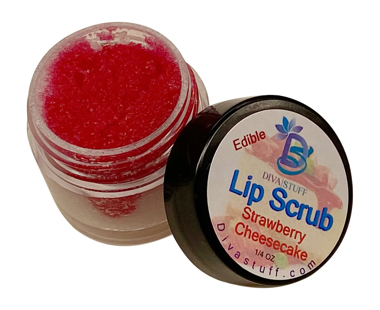 Diva Stuff Ultra Hydrating Lip Scrub for Soft Lips, Gentle Exfoliation, Moisturizer & Conditioner, ¼ oz - Made in the USA (Strawberry Cheesecake)