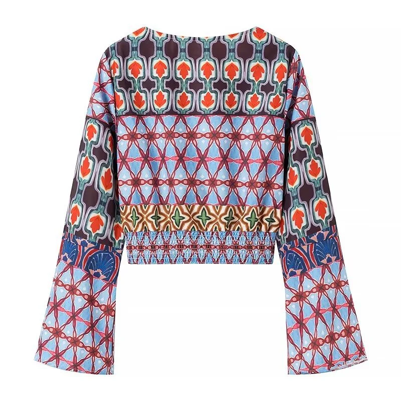 Women's Fashion Knot Print Top Wide-leg Pants