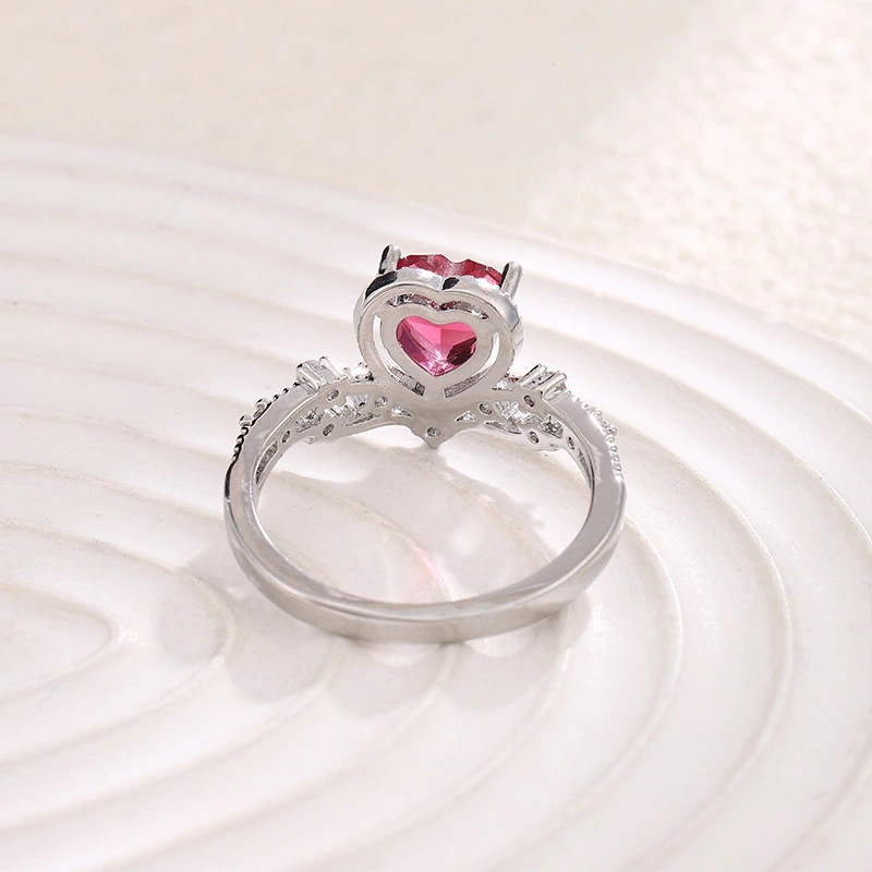 Red Heart-shaped Zircon Ring Female High Sense Fashion Temperamental Minority Temperament Temperament Ring