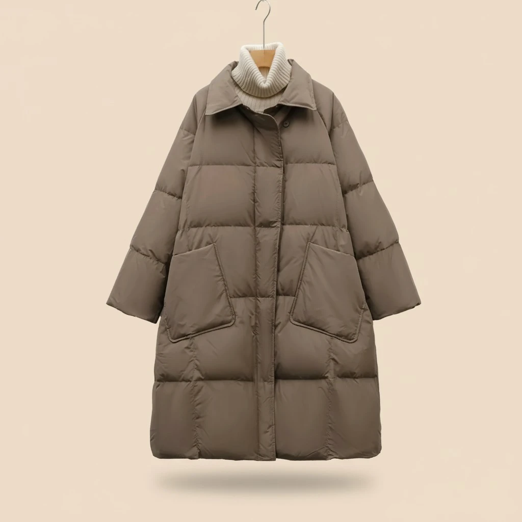 Women's Simple Solid Color Thickened Mid-length Down Jacket