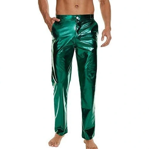 Shiny Disco Pants Wet Party Dance Straight Pants