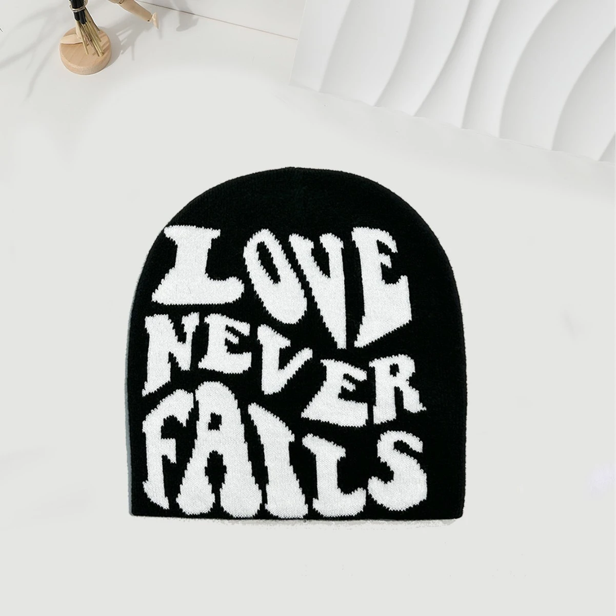 Knitted Jacquard Hat One-size Fits All Beanie Cold Weather Hat Letter Jacquard