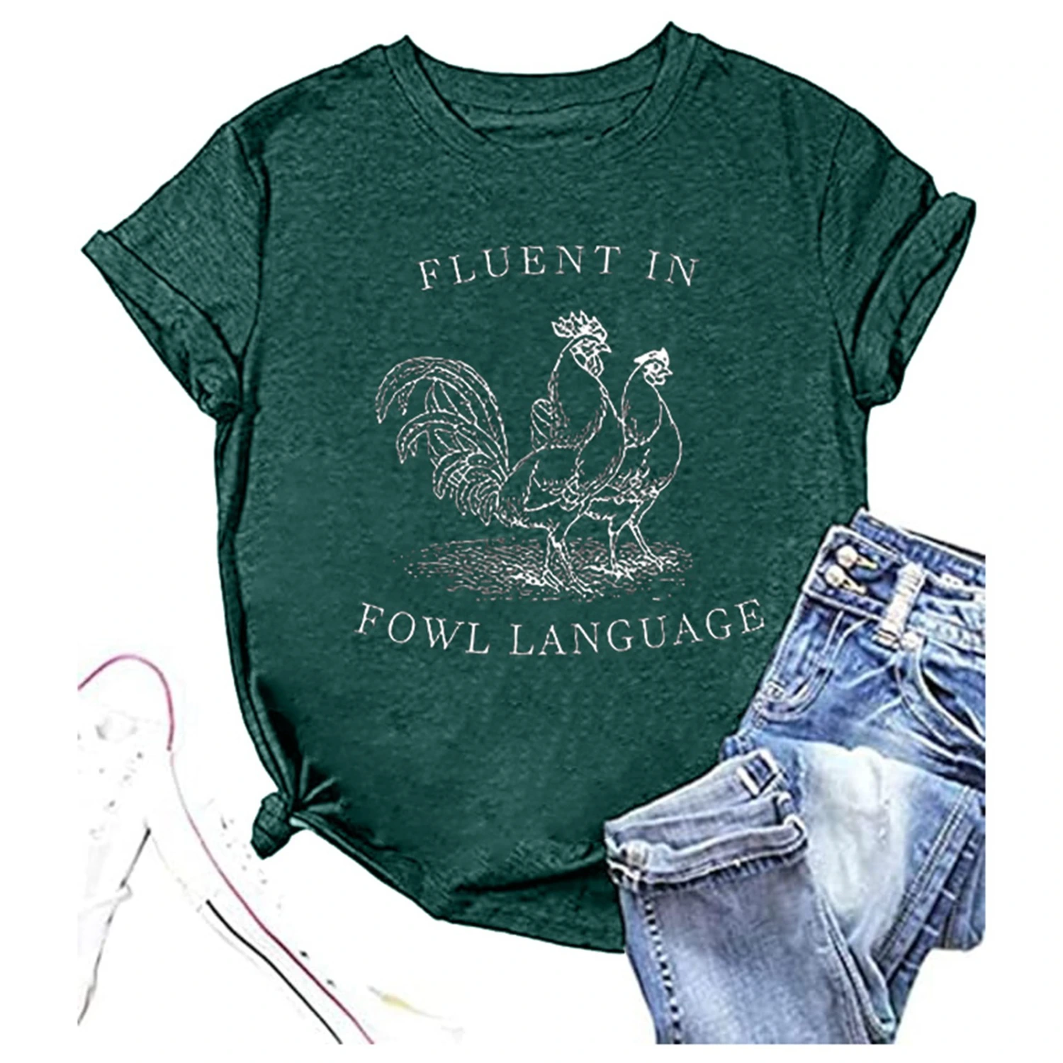 European And American Women's Printed Colorful Cotton T-shirt
