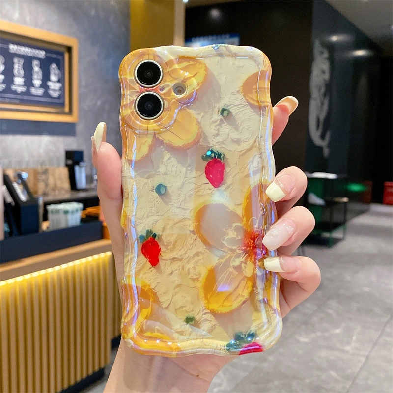 Blue Light Oil Painting Flowers Suitable For 15ProMax Phone Case