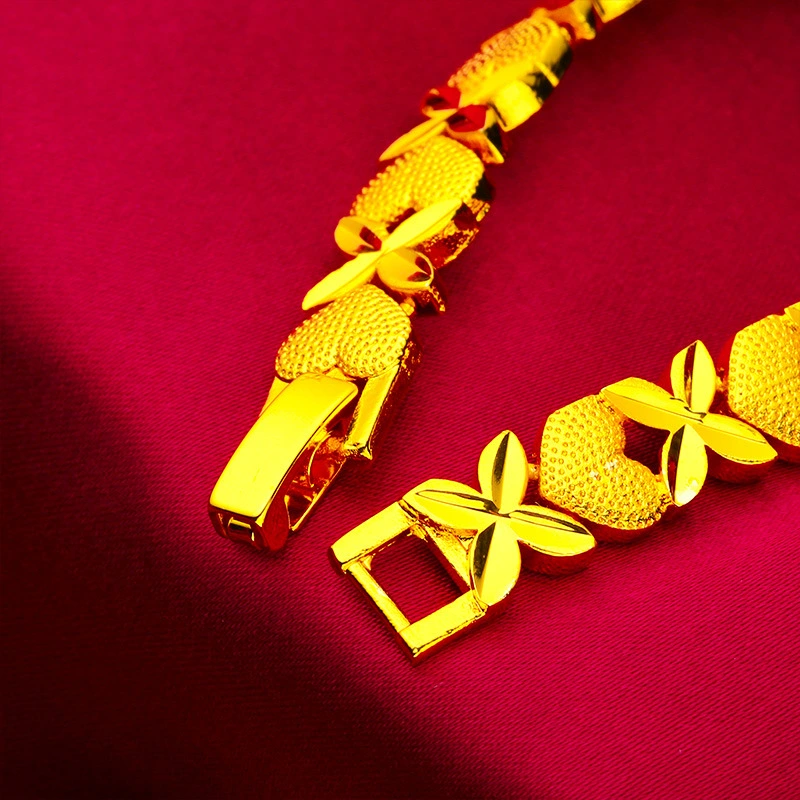 Vietnamese Sand Gold Four-leaf Clover Love Bracelet