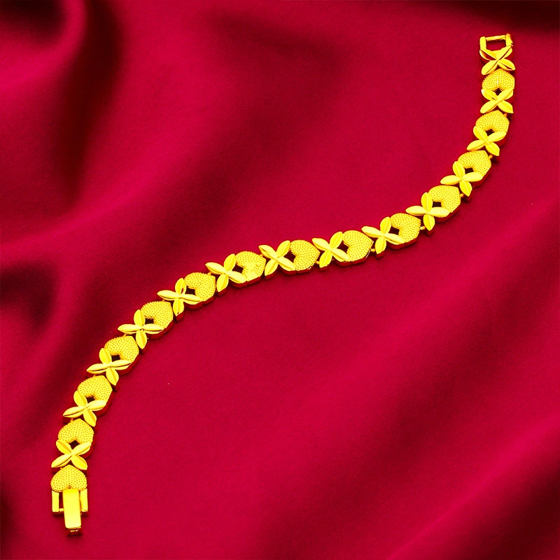 Vietnamese Sand Gold Four-leaf Clover Love Bracelet