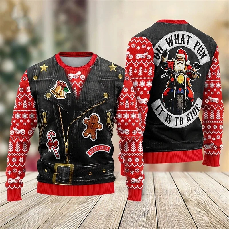 Ugly Christmas Sweater With Santa Graphic 3D Printed Hoodie Casual