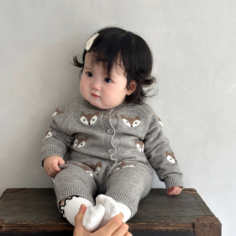 Baby Knitted Jumpsuit Cartoon Animal Wool Romper