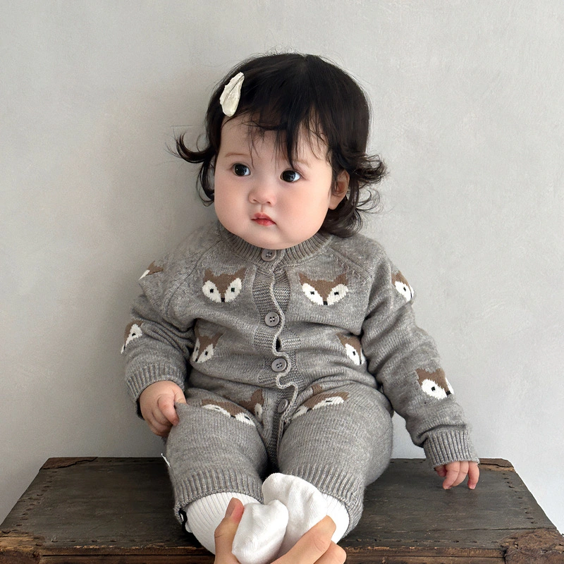 Baby Knitted Jumpsuit Cartoon Animal Wool Romper