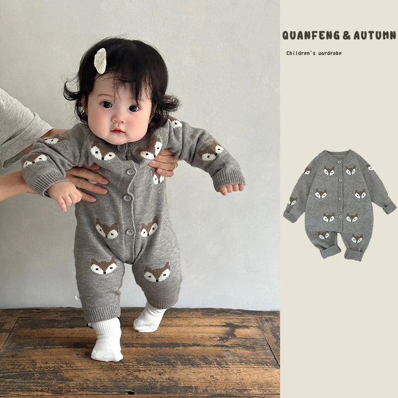 Baby Knitted Jumpsuit Cartoon Animal Wool Romper