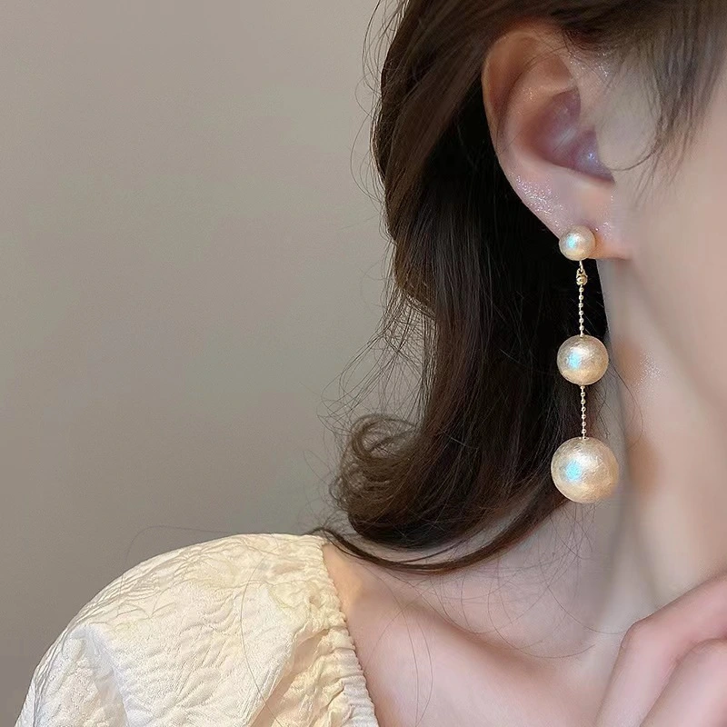 Long Fringed Pearl Earrings Female Niche