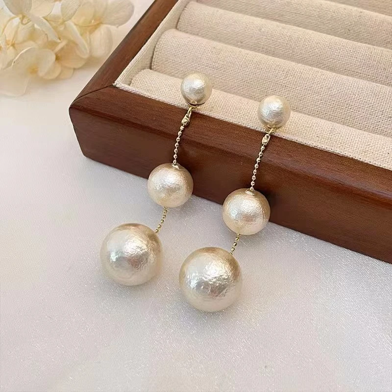 Long Fringed Pearl Earrings Female Niche