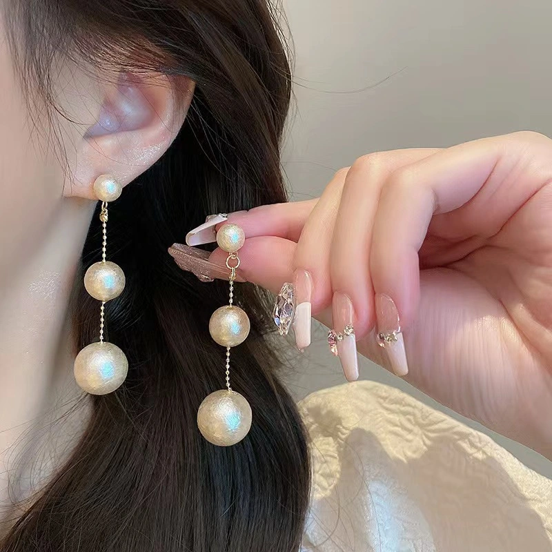 Long Fringed Pearl Earrings Female Niche