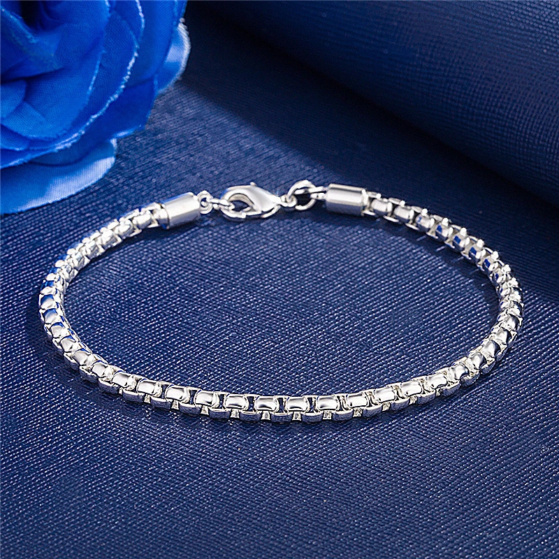 925 Silver Plated Fashion Round Box Bracelet