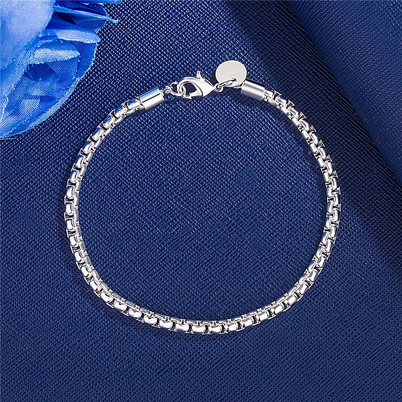 925 Silver Plated Fashion Round Box Bracelet