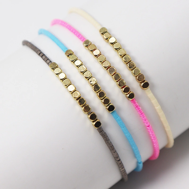 Simple Personality Solid Color Handmade Woven Copper Bead Bracelet