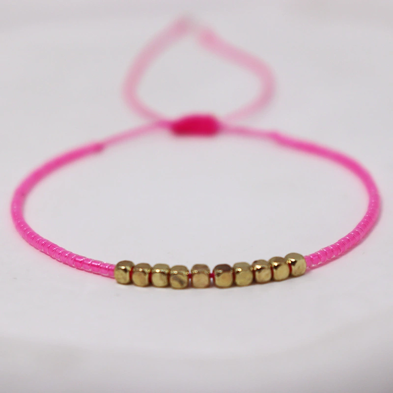 Simple Personality Solid Color Handmade Woven Copper Bead Bracelet