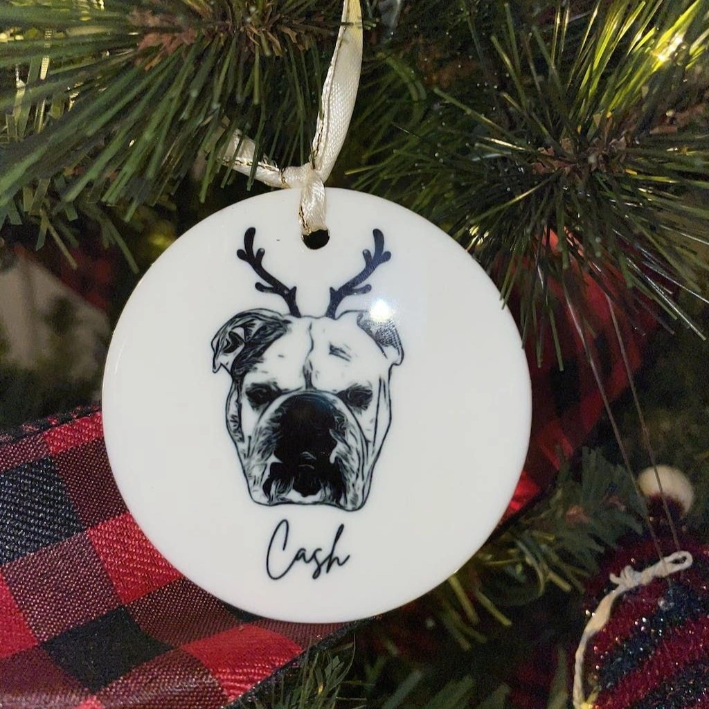 Personalized Pet Portrait Ceramic Pendant Christmas Ornament