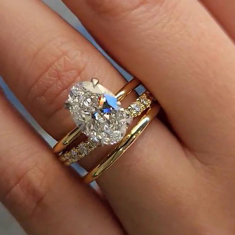 Women's Full-Diamond Ring Set