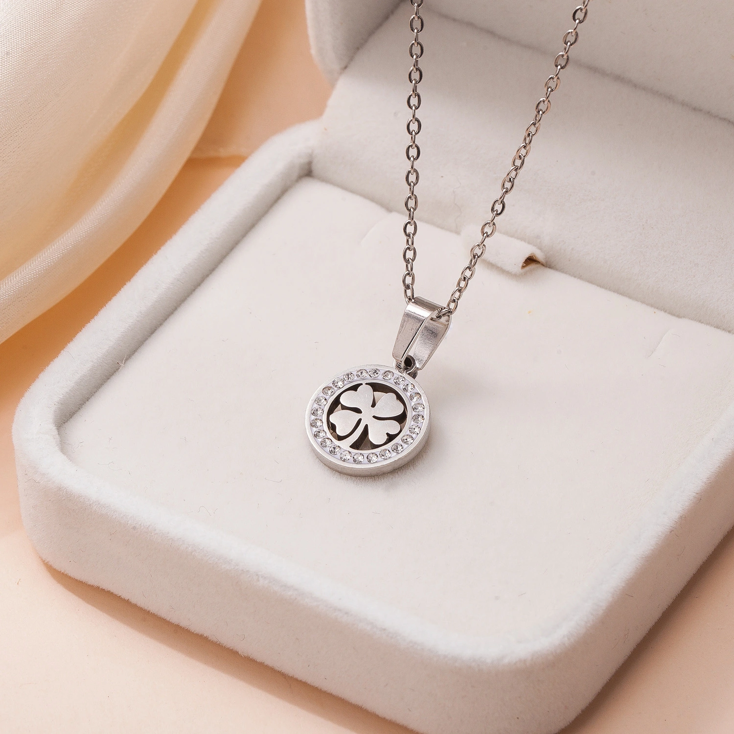 Round Hollow Titanium Steel Pendant Clavicle Chain