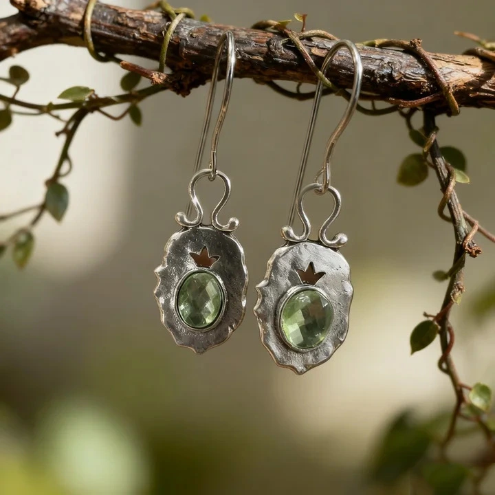 Women's Vintage Light-green Crystal Earrings