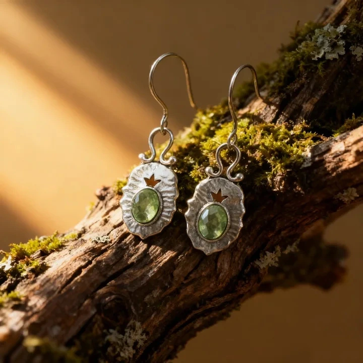 Women's Vintage Light-green Crystal Earrings