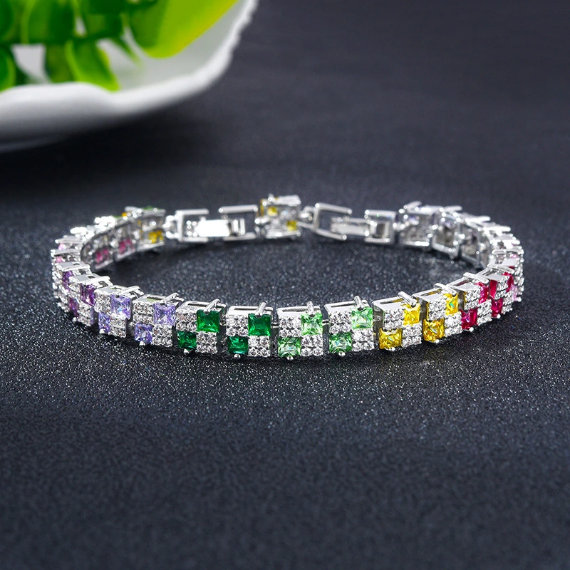 Hip Hop Women's Crystal Beaded Bracelet Polka Dot Zircon Colored Hand Jewelry