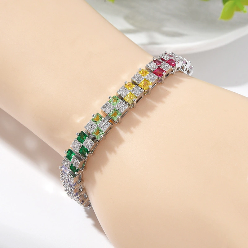 Hip Hop Women's Crystal Beaded Bracelet Polka Dot Zircon Colored Hand Jewelry