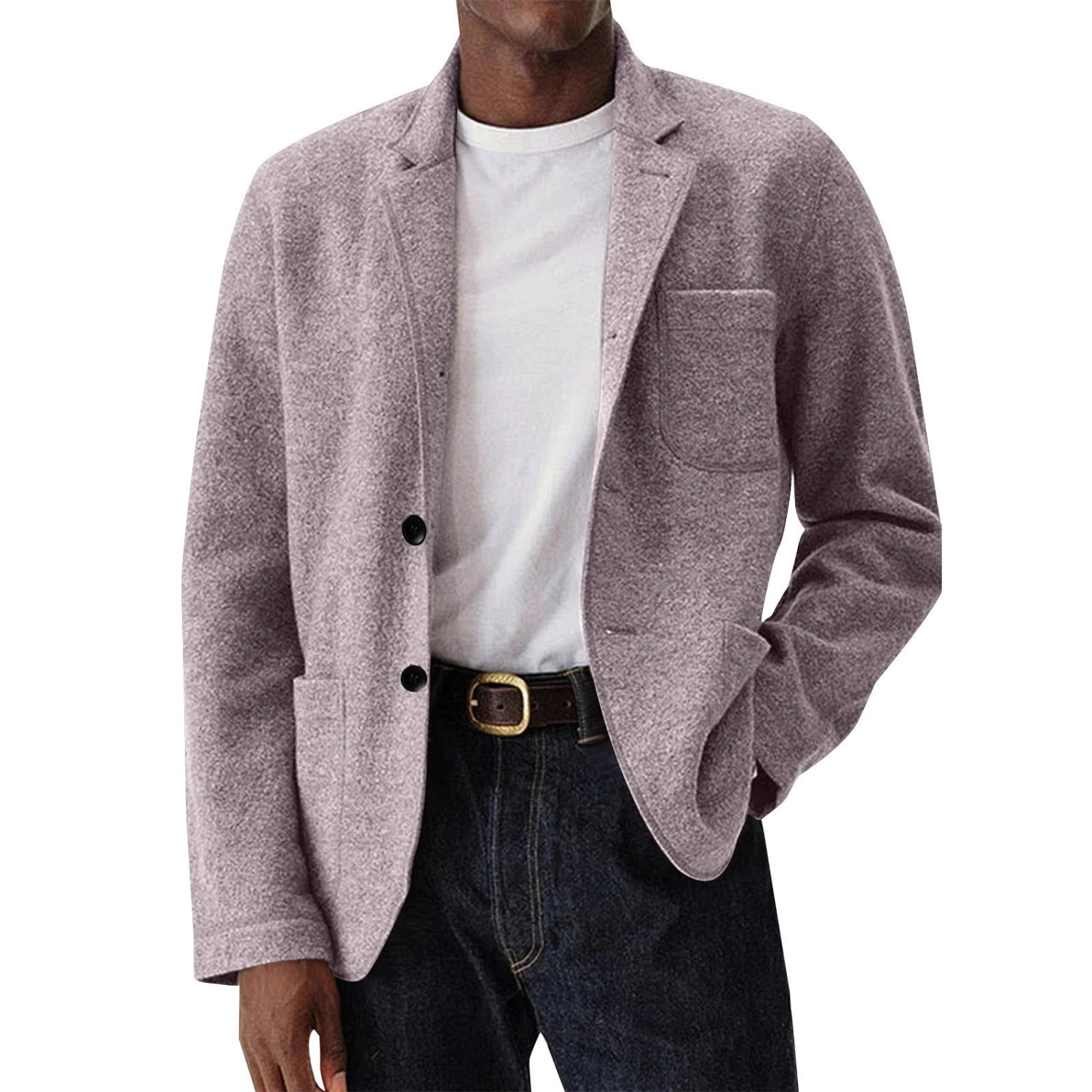Men's Solid-Color Casual All-Match Wool Coat