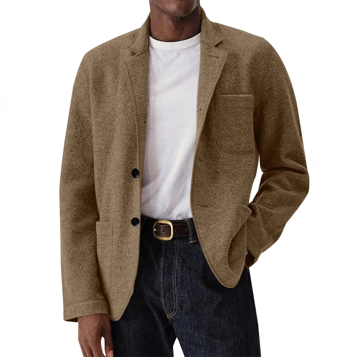 Men's Solid-Color Casual All-Match Wool Coat
