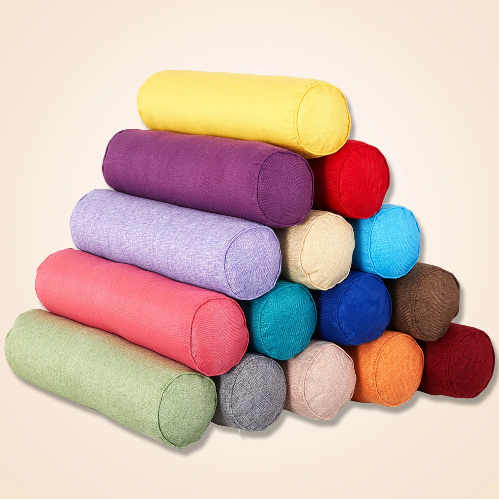 Solid-color Cotton-linen Cylindrical Backrest Cushion For Office Sofas