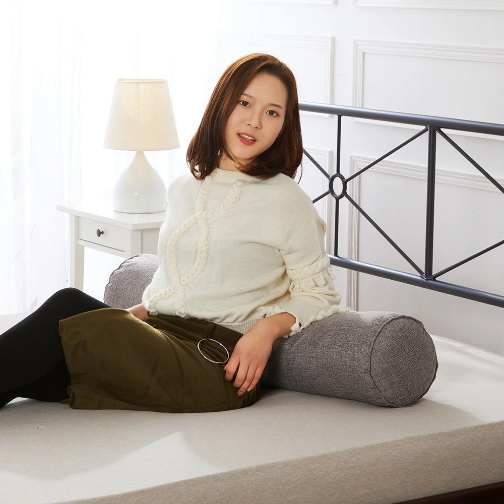 Solid-color Cotton-linen Cylindrical Backrest Cushion For Office Sofas